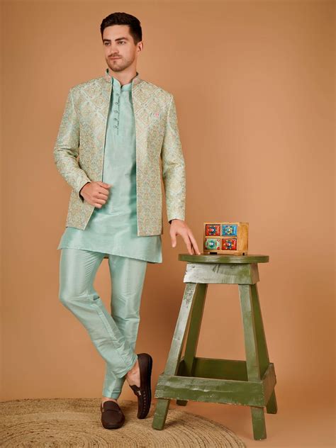 Stand Out in Style: Turquoise Blue Blazer from Our Men's Ethnic Line ...
