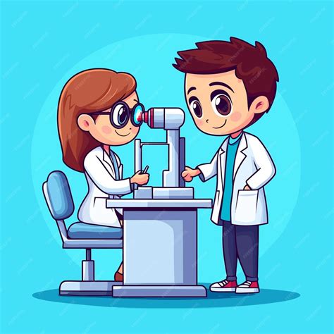 A cartoon of a doctor and a woman looking at a microscope | Premium AI ...