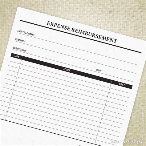 Image result for Expense Reimbursement Form Template