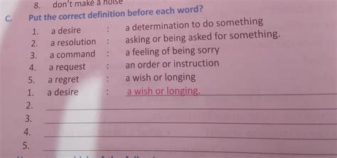 put the correct definition before each word - Brainly.in