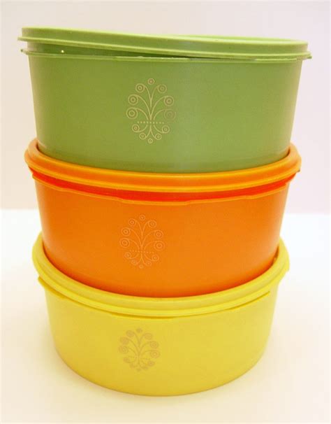 Buy Vintage Tupperware Servalier 6 Piece Stacking Canister Set Orange ...