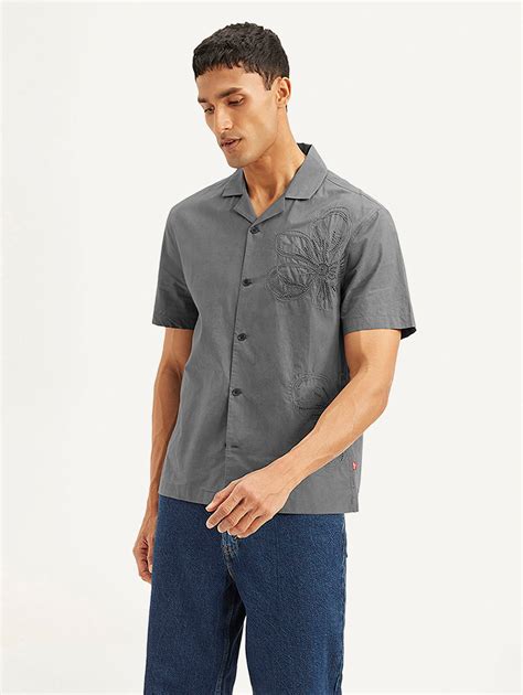 Men's Resort Collar Embroidered Relaxed Fit Shirt – Levis India Store