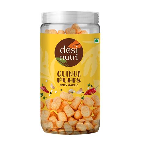 Desi Nutri Quinoa Puffs Spicy Garlic | Ready to Eat Quinoa Puffs Spicy ...
