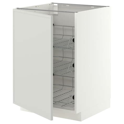 METOD base cabinet with wire baskets, white/Aspudden light grey ...