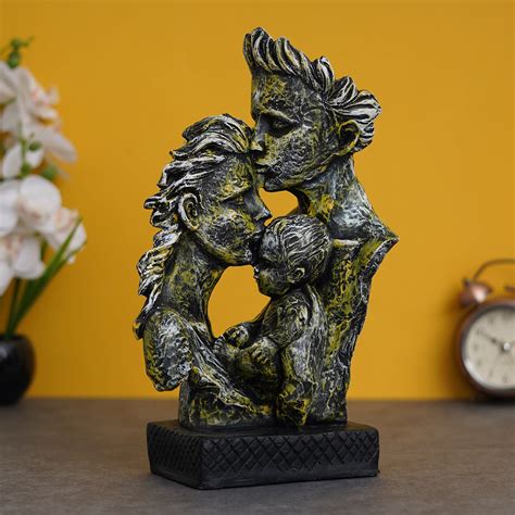 Silver Polyresin Man Kissing Woman Kissing a Child Figurine – eCraftIndia