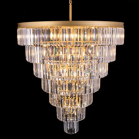 TOCHIC Large Crystal Chandelier for High Ceiling, 40-inch 7-Tier Modern ...