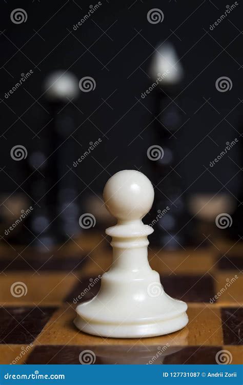 Chess Piece White Pawn on a Chessboard. Chess Game Stock Image - Image ...