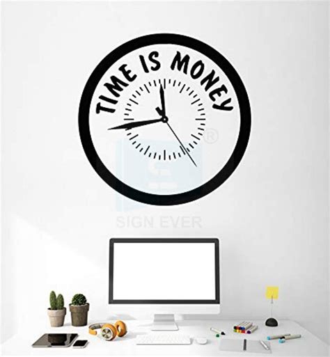 SIGN EVER Time is Money Wall Sticker for Office Home Wall Livingroom L ...