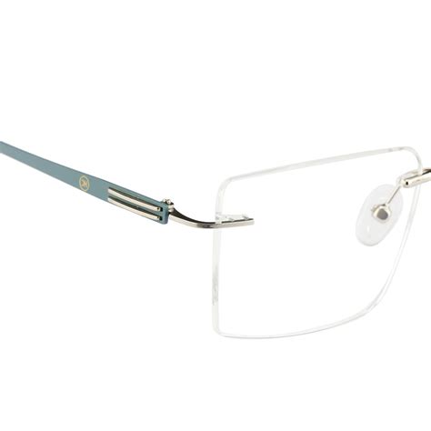 Rimless Rectangle Frame | Tarquoise Blue Sides | Flexible Metal Arms ...