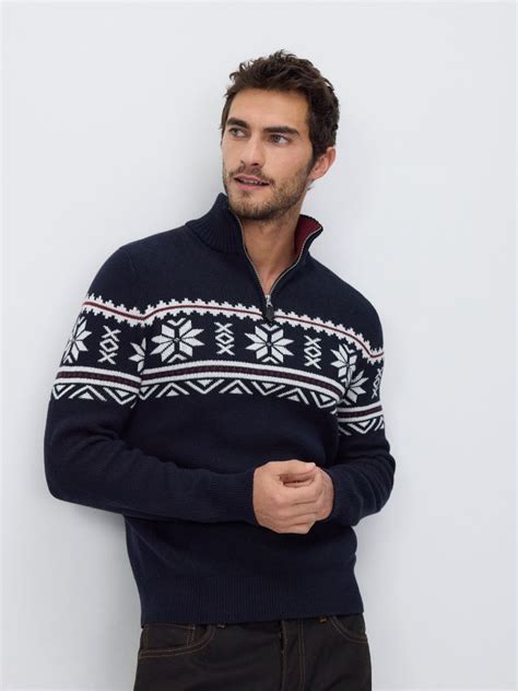 Rollkragenpullover mit Reißverschluss Farbe marineblau - RESERVED ...