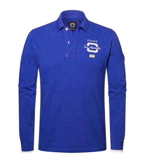 Blue polo shirt long sleeve online