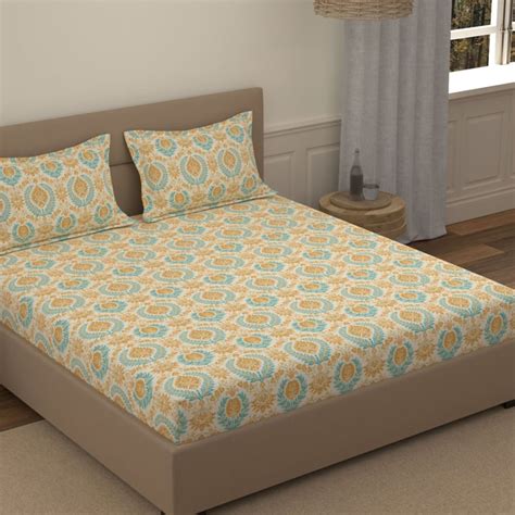 Buy PORTICO Eldora Cotton 300TC Printed 3Pcs Super King Bedsheet Set ...