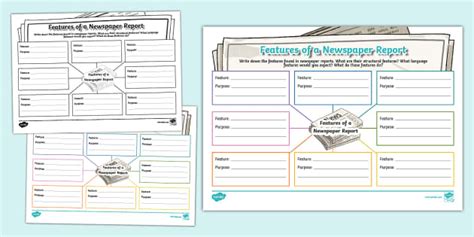 KS2 Features of a Newspaper Report Mind Map