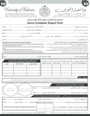 Course Exemption Request Form - Uobedubh - Uob Edu - Fill and Sign ...