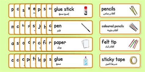 Editable Creative Area Resource Labels Arabic Translation