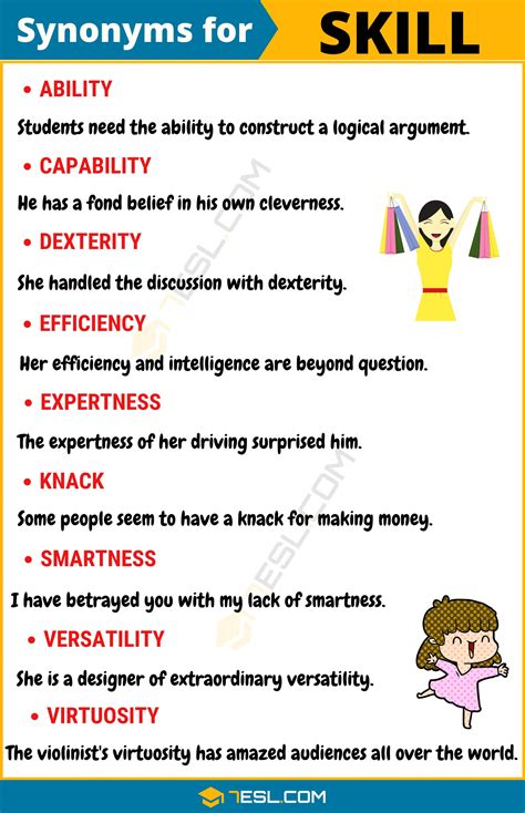 111+ Synonyms for "Skill" with Examples | Another Word for “Skill” • 7ESL