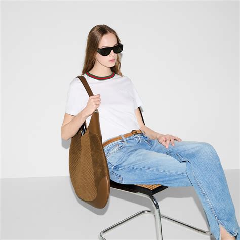 Jersey T-shirt with Web in white | GUCCI® US