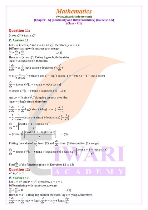 Rezultat imagine pentru Class 12th Maths Exercise 5.5