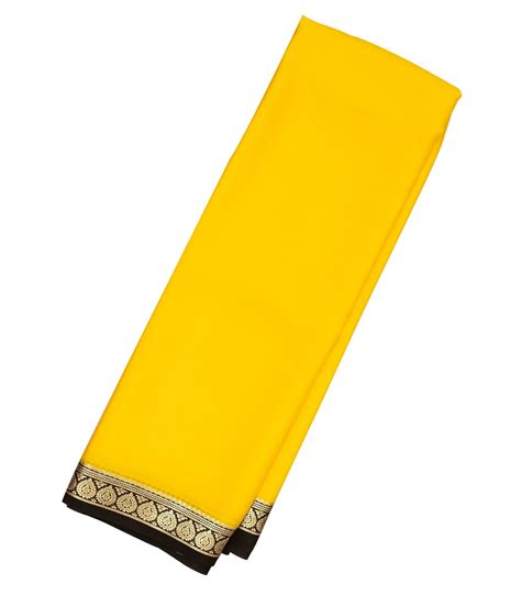 Mango Yellow Woven Mysore Silk Saree With Contrast Black Border-MS3026 ...