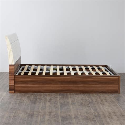Buy Antonio Liri Queen Bed with Hydraulic Storage - Brown and White ...