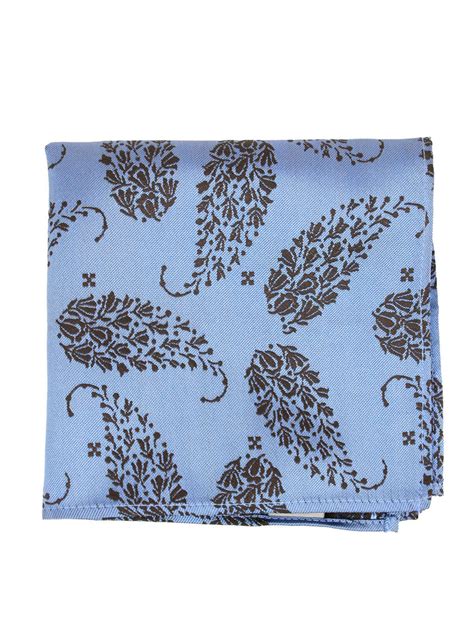 Kavove The Twining Paisley Blue Pocket Square
