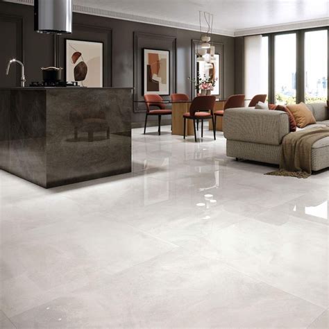 Polished Porcelain Tile White River 39x39 | Floor tile design, Living ...