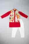 Buy Multi Color Silk Floral Nehru Jacket And Red Kurta Set For Boys by ...