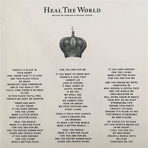 Heal The World Vinyl Lyrics Part 1 - Michael Jackson