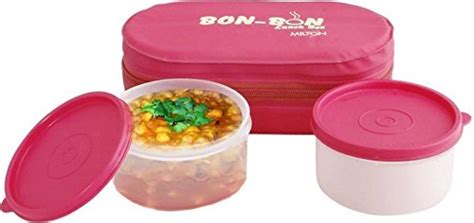 Buy MILTON Bon Bon Plastic 2 Container Lunch Box, 560 ml, Pink Online ...