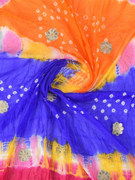 Multicoloured Bandhani Silk dupatta Dupatta Bazaar