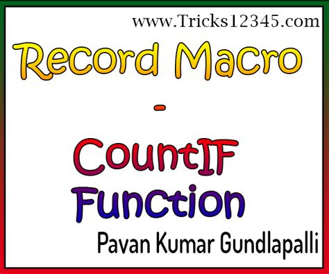Recording Macros - Examples