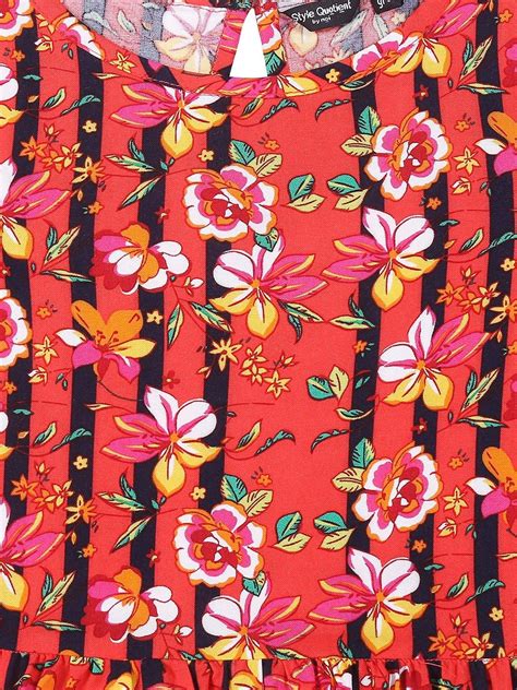Girls Red Printed Peplum Top – StyleQuotient