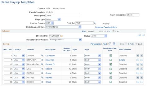 Defining Payslip Templates