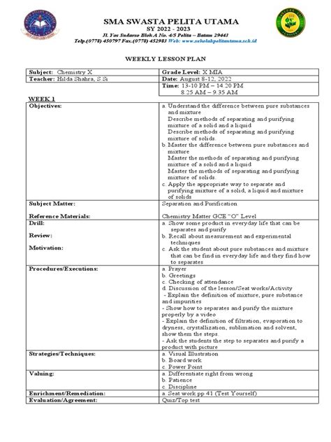 Chemistry Lesson Plan 的图像结果