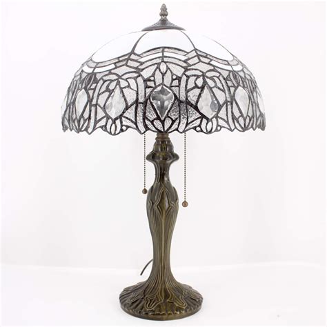 Buy WERFACTORY Tiffany Style Table Lamp White Stained Glass Crystal ...
