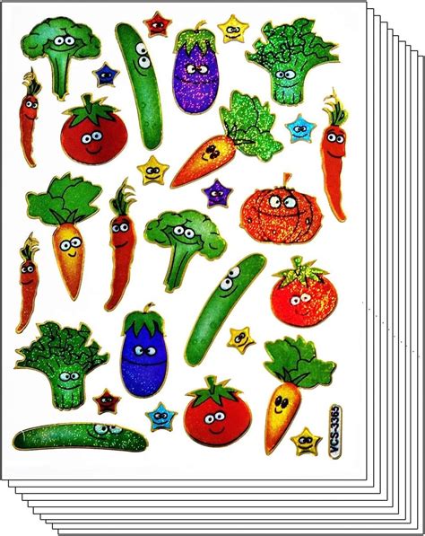 Stickers Glitter Pack 10 Sheets Cute Lettuce tomato | Ubuy India
