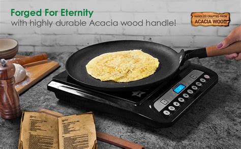 Buy Wonderchef Pre-Seasoned Ferro Light 28cm Dosa Tawa | 4MM | Acacia ...