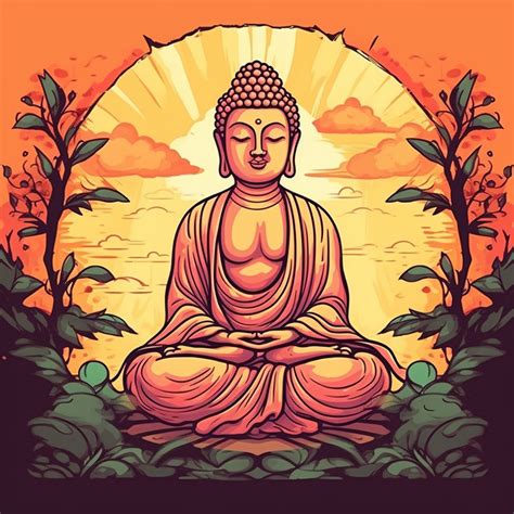 A Magnificent Vector Art Print of Lord Buddha in Soft Shades