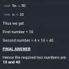 the sum of two numbers is 50 and their quotient is 4 - Brainly.in
