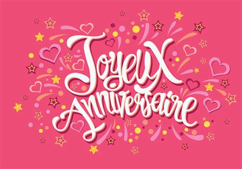 Happy Birthday in French Joyeux Anniversaire Vector 147846 Vector Art ...