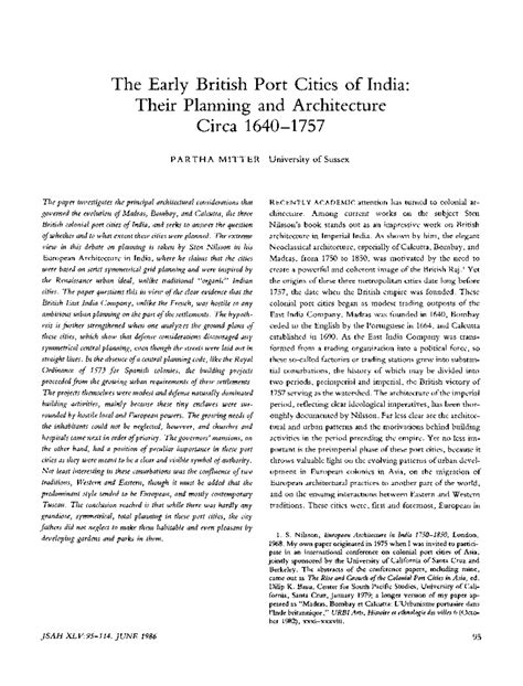 Partha Mitter The Early British Port Cities of India - The Early ...