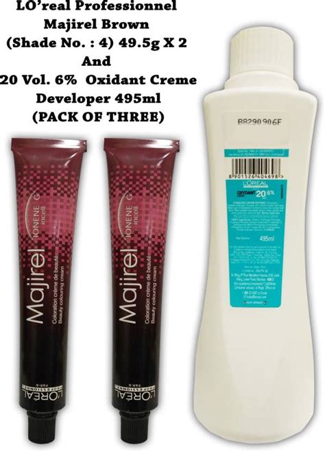 L'Oréal Professionnel Majirel Brown (Shade No. 4) 49.5g and Oxydant ...