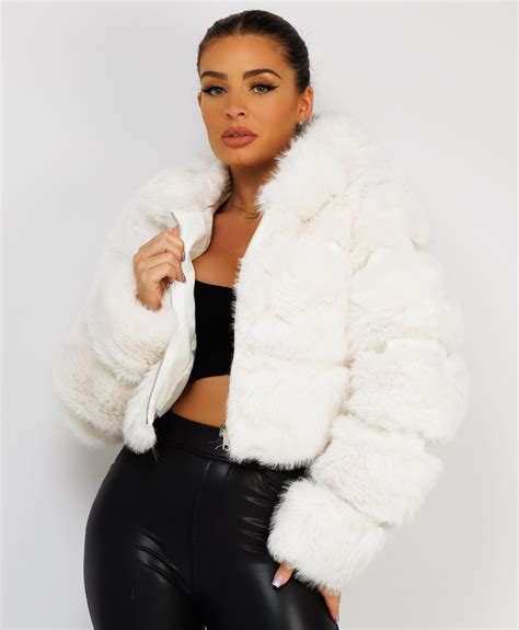White Premium Hooded Faux Fur Tiered Coat Jacket – www.lexifashion.co.uk