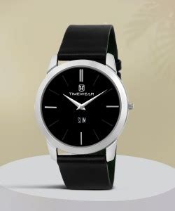 TIMEWEAR 175BDCCSTG-1 TIMEWEAR Slim Series Two Hands Black Leather ...