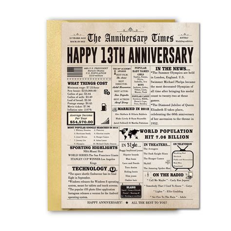 Amazon.com : FANCYLUCKY Jumbo 13th Anniversary Card for Him Her ...