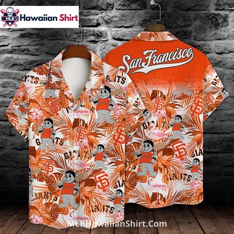 Cartoon Mascot SF Giants Hawaiian Shirt With Leaf Pattern - MLB ...