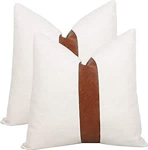 Buy Atariya Decor Boho Decoration Faux Leather Patchwork Cushion Covers ...
