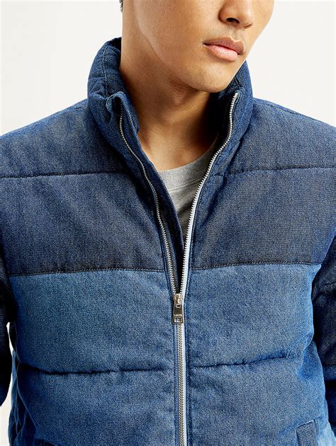 Men's Colorblock Blue High Neck Puffer Jacket – Levis India Store