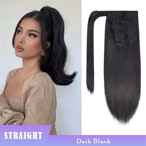 Buy Thick Straight Clip-in Ponytail Hair Extensions Real Long Natural ...