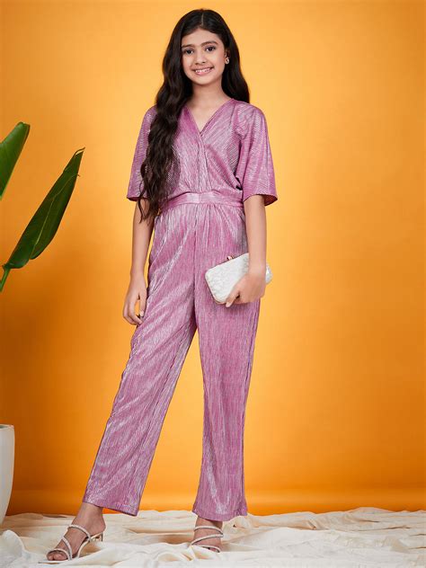 Shop Girls V-Neck Basic Jumpsuit (j-purshimmer) Online